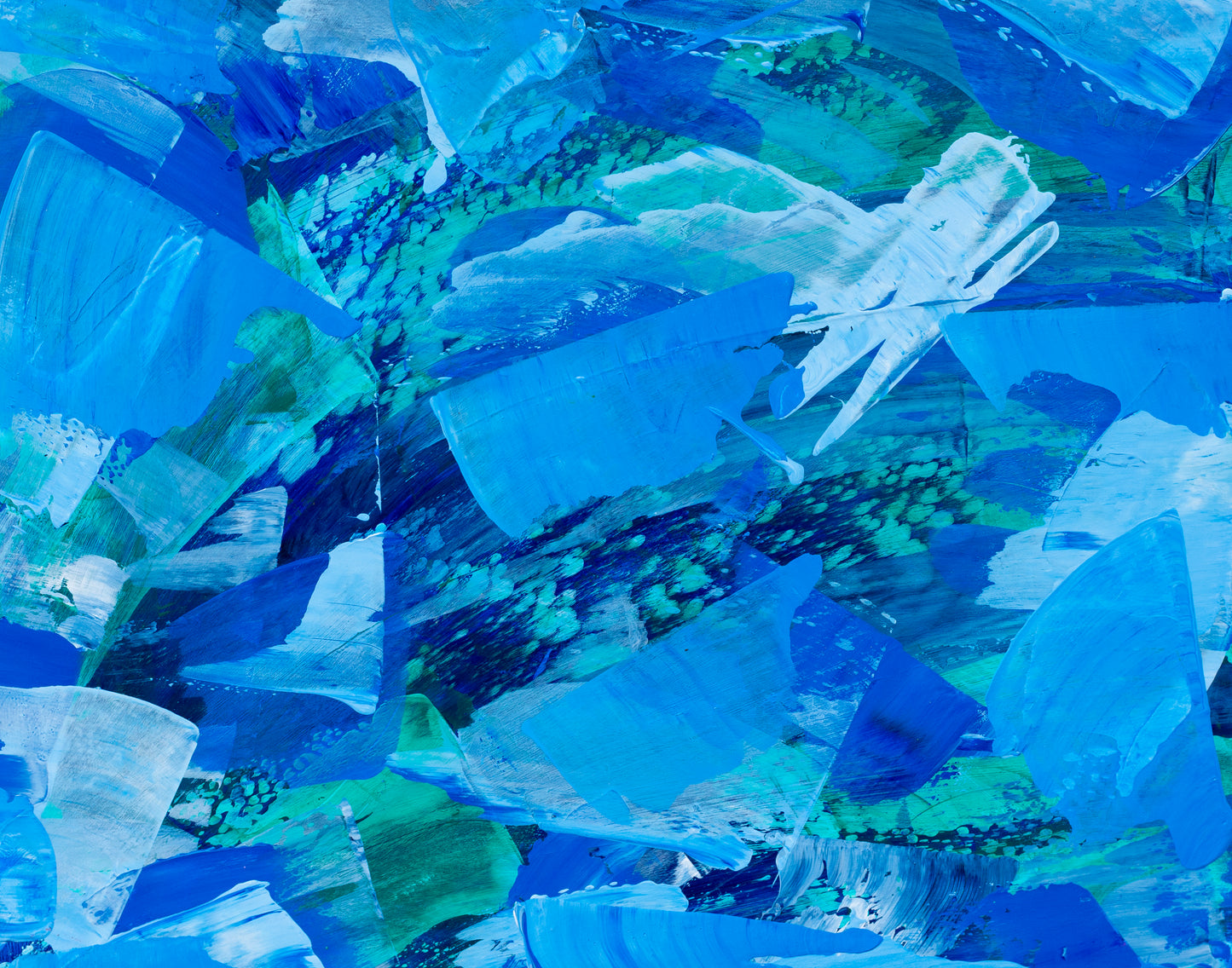 Beach Dreams" β A Layered, Textured Ocean-Inspired Painting in a Modern Tan Wood Frame | 12.5 x 15.5 Inches