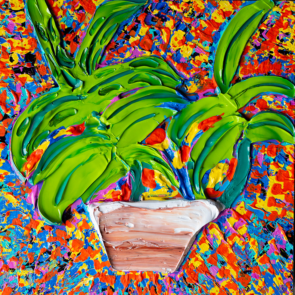 Plant Explosion โ 3D Textured Abstract | 12x12 Inches