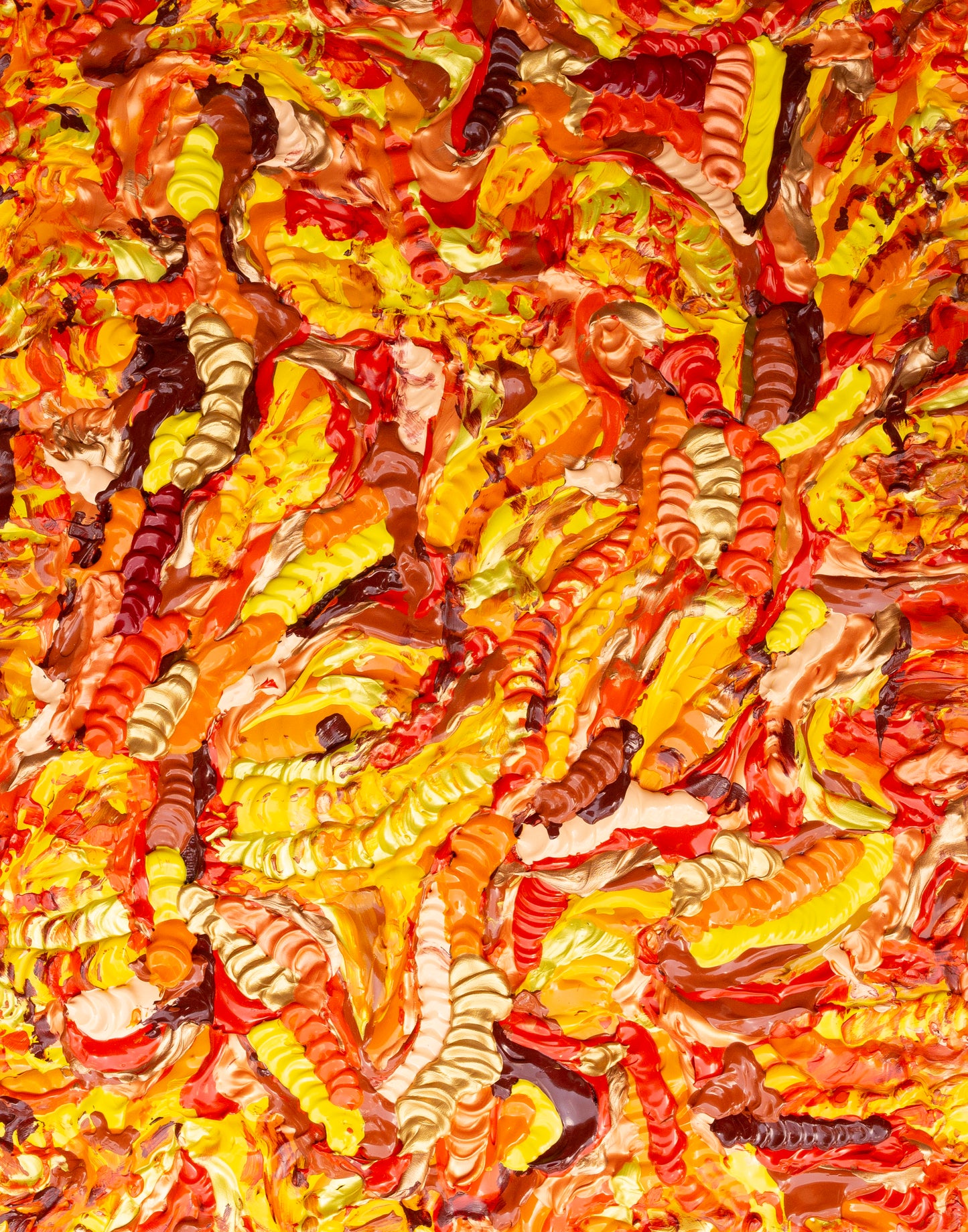 "Autumn Days" – A 3D Textured Painting in Warm Oranges and Yellows | 12.5 x 15.5 Inches