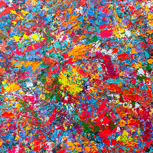 Neon Explosion | 13 1/2 x 13 1/2 inches | Acrylic on canvas