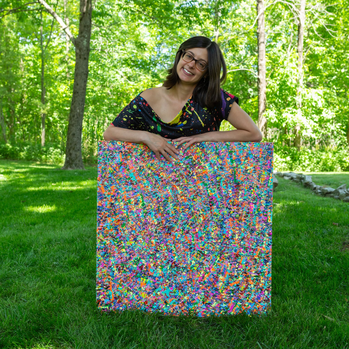 Bright Breeze" – A Textured 30x30-Inch Multicolored Abstract Painting