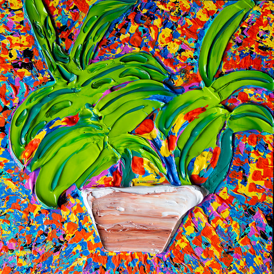 Plant Explosion – 3D Textured Abstract | 12x12 Inches