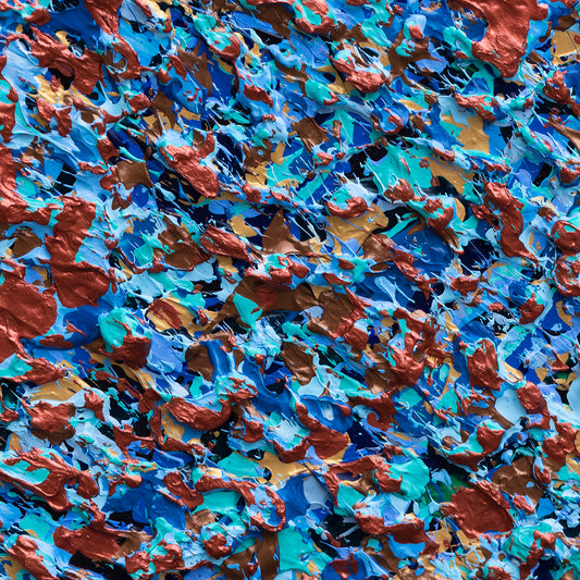 Mountainous Blues – 3D Textured Abstract Painting | 6x6 Inches