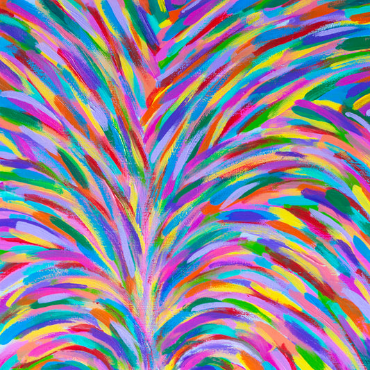 Plant Addiction – Vibrant Abstract Painting | 6x6 Inches