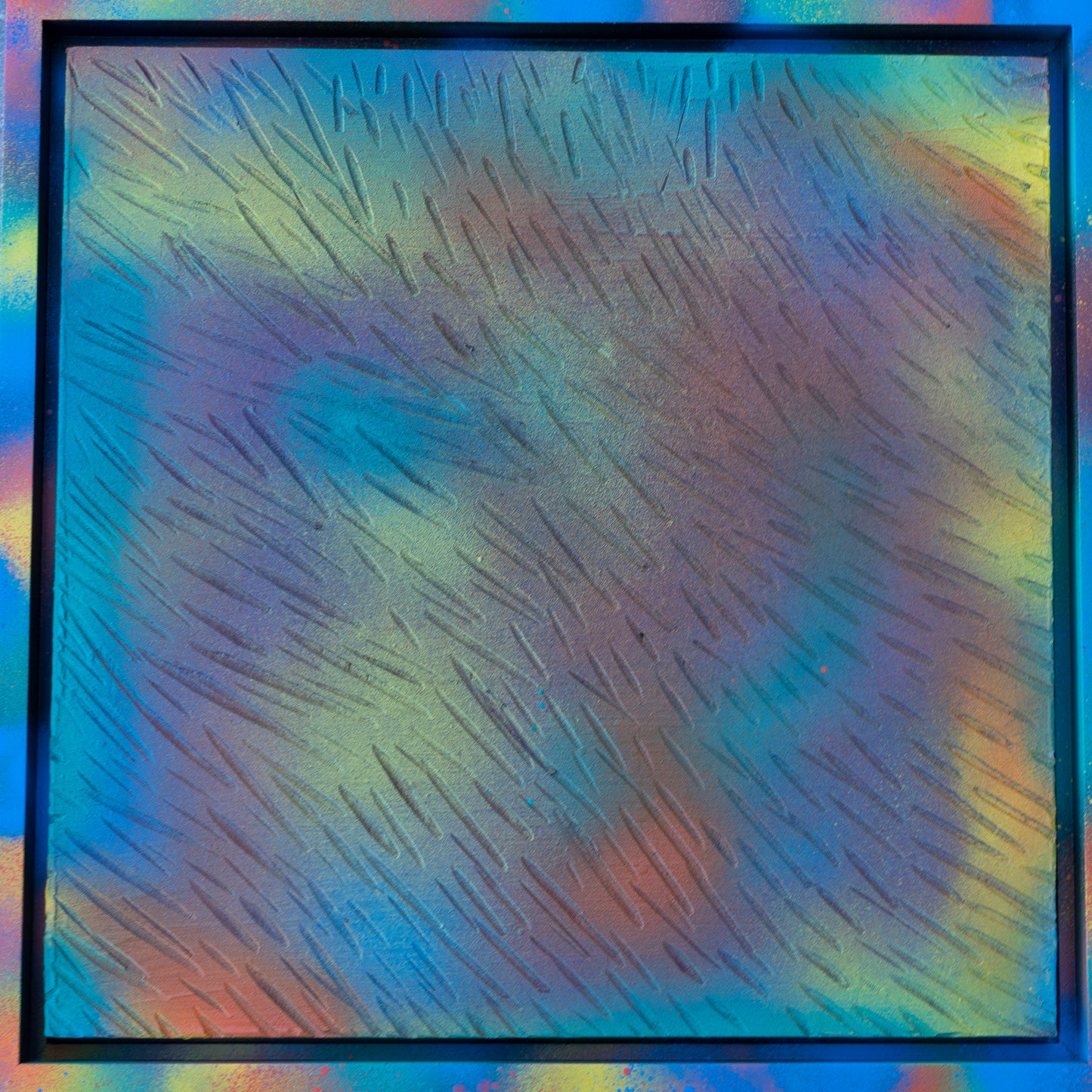 Spray Haze – Textured Abstract Painting | 13 1/2 x 13 1/2 Inches