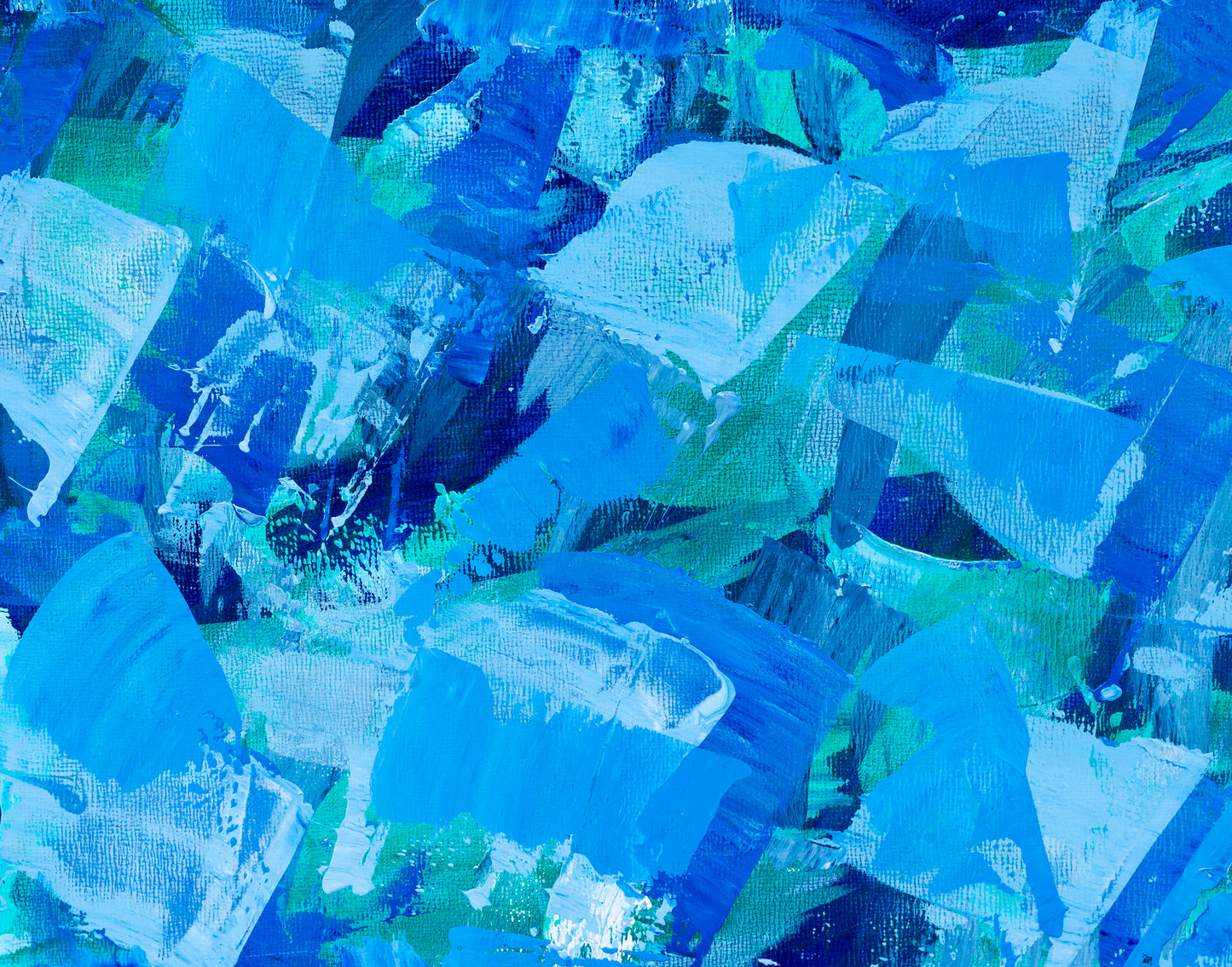 "Waves" – A Layered, Textured Ocean-Inspired Painting in a Modern Tan Wood Frame | 12.5 x 15.5 Inches